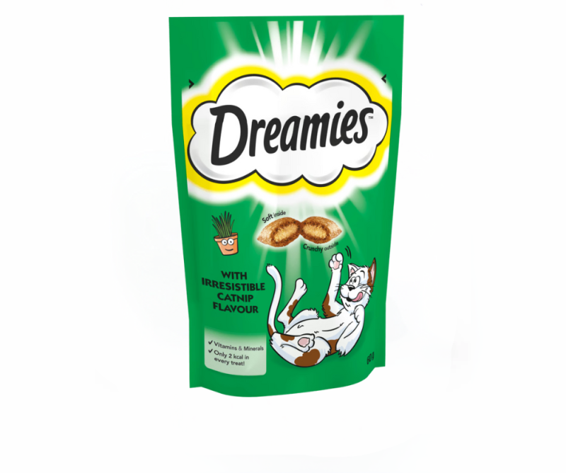 Dreamies Cat Treat with Irresistible Cat Nip Flavor