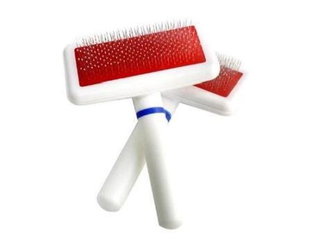 DOG & CAT PLASTIC WHITE SLICKER BRUSH IN PACK