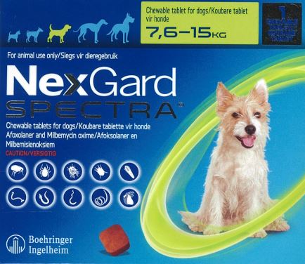 NexGard Spectra 38 mg/8 mg Chewable Tablets for Dogs (7.5-15 kg)